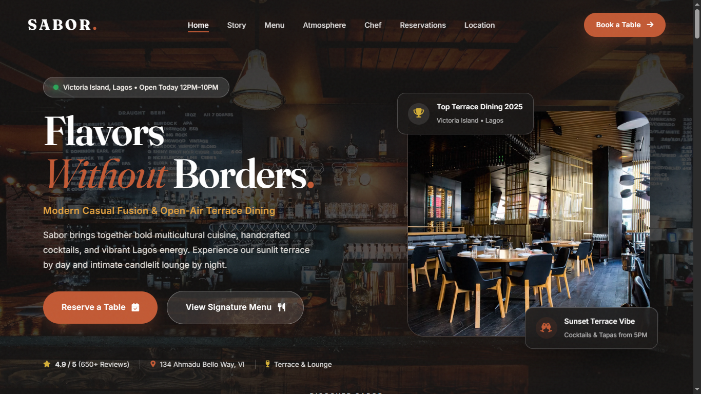 Sabor Restaurant Redesign Preview